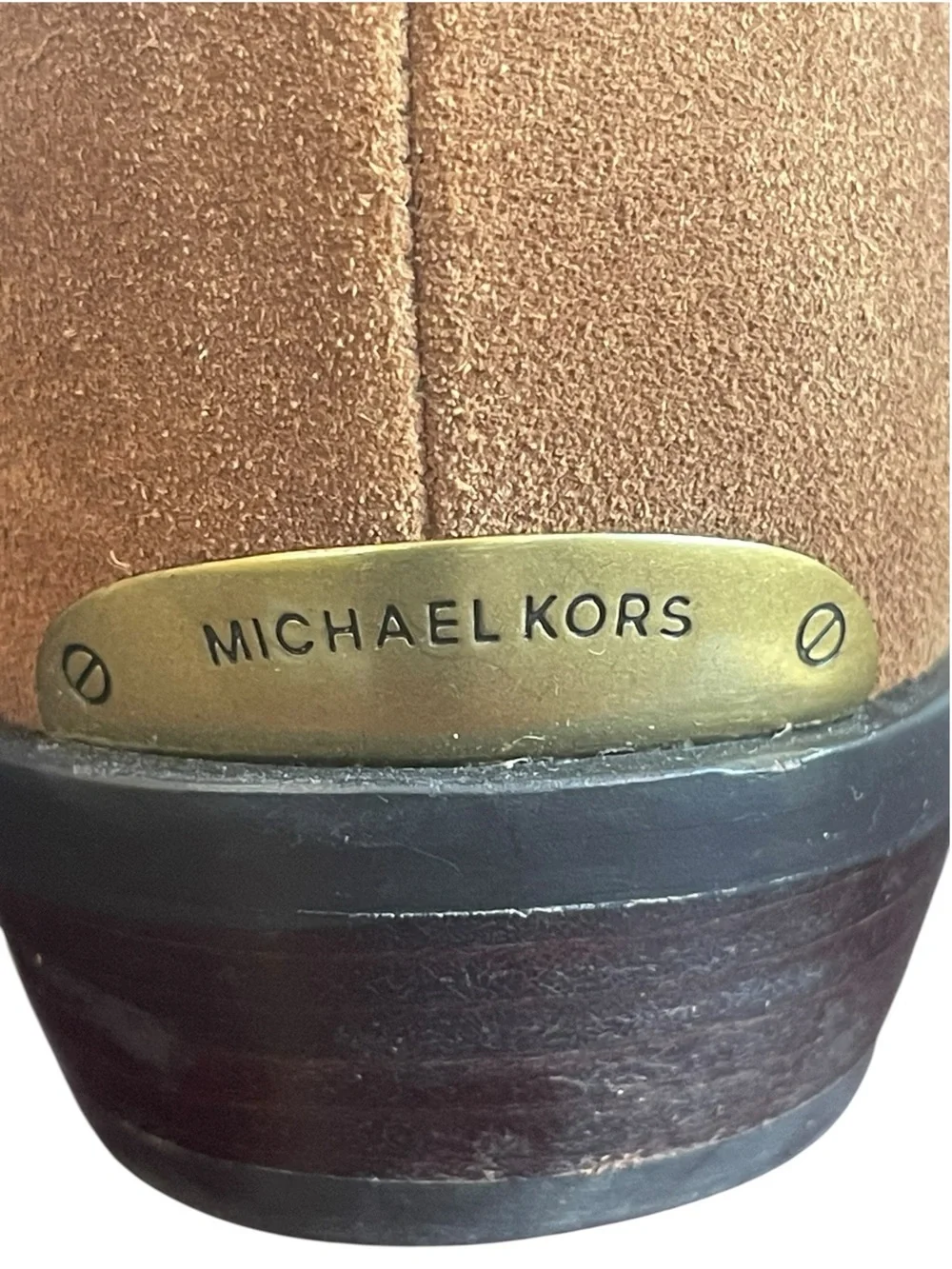 Michael Kors Malin Over The Knee Suede Boots Brown Whipstitch Gold Grommet 7.5